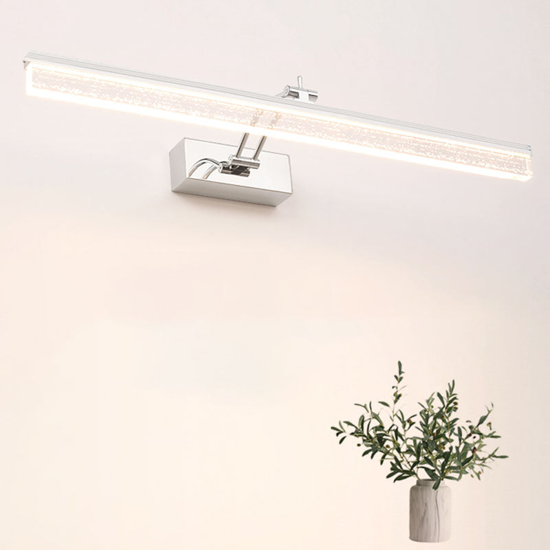 Lineal estilo moderno moderno tocador de metal ligero 1-luce luz de espejo LED para baño en plata