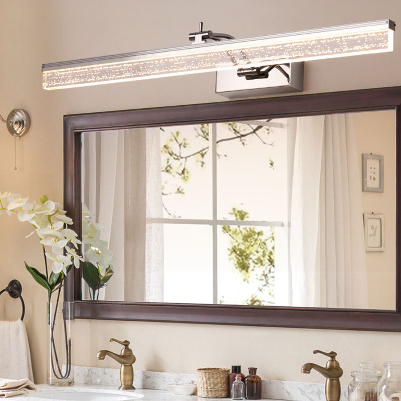 Lineal estilo moderno moderno tocador de metal ligero 1-luce luz de espejo LED para baño en plata