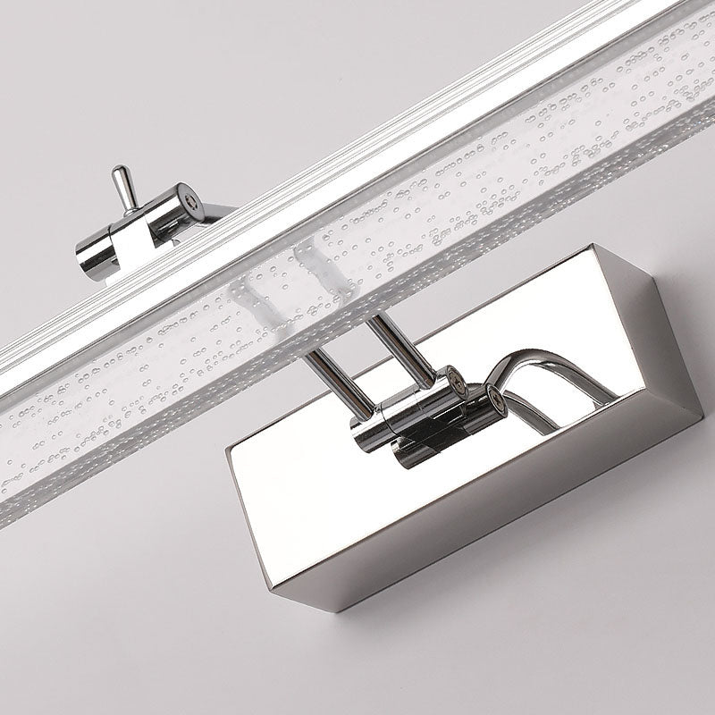 Lineal estilo moderno moderno tocador de metal ligero 1-luce luz de espejo LED para baño en plata