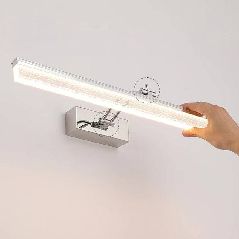 Lineal estilo moderno moderno tocador de metal ligero 1-luce luz de espejo LED para baño en plata