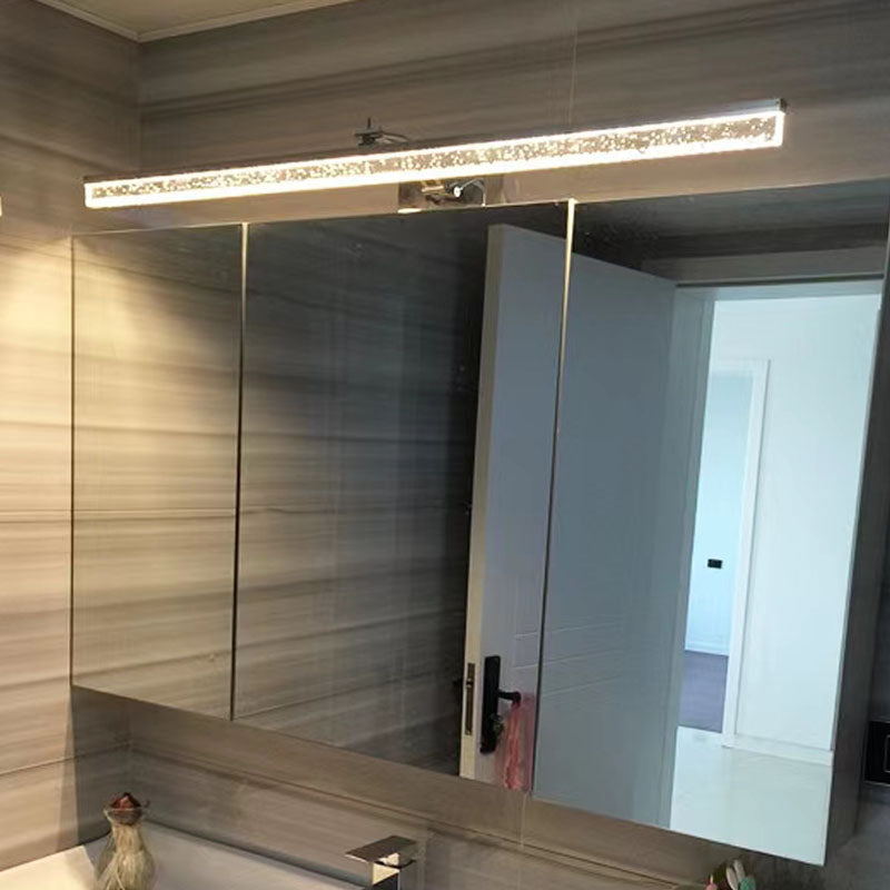 Lineal estilo moderno moderno tocador de metal ligero 1-luce luz de espejo LED para baño en plata