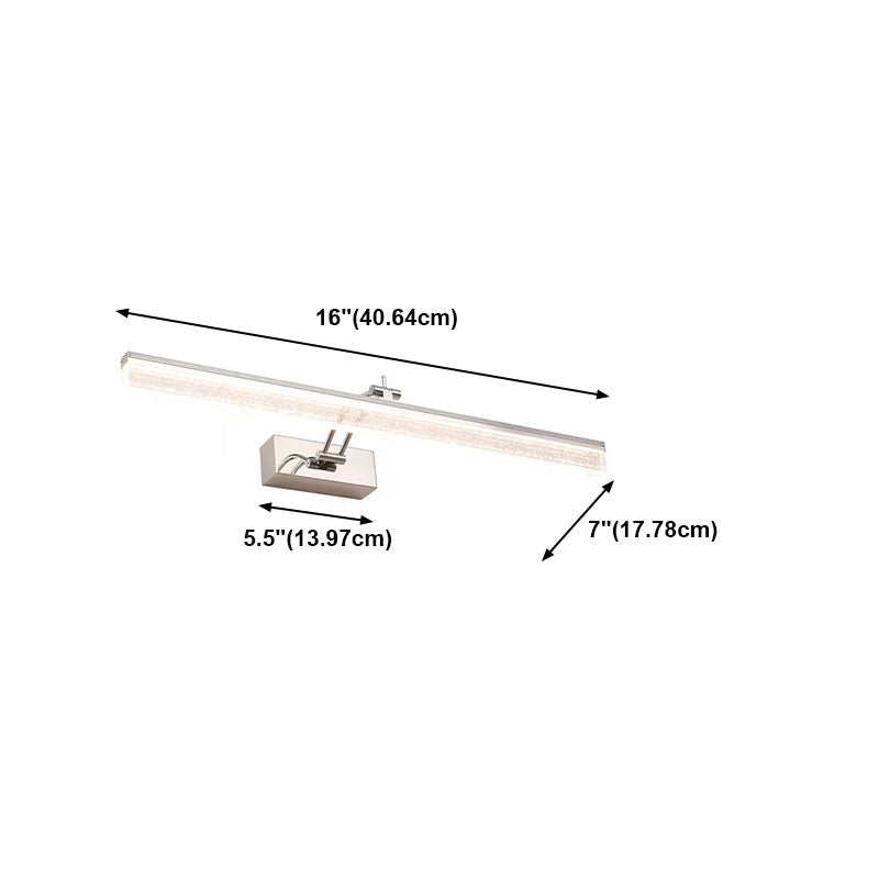 Lineal estilo moderno moderno tocador de metal ligero 1-luce luz de espejo LED para baño en plata