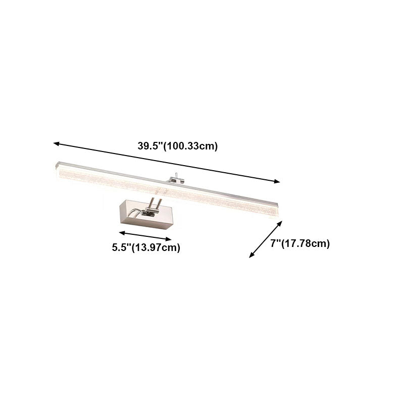 Lineal estilo moderno moderno tocador de metal ligero 1-luce luz de espejo LED para baño en plata