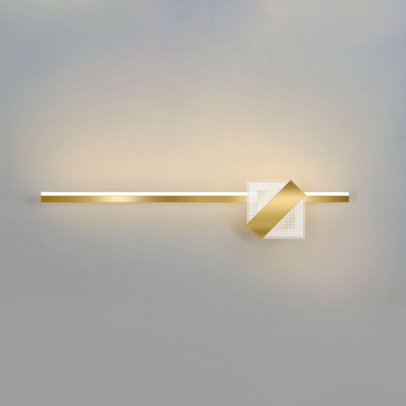 Metal Linear Shape Wall Light Modern 2-Lights Mirror Wall Mount Light Fixture