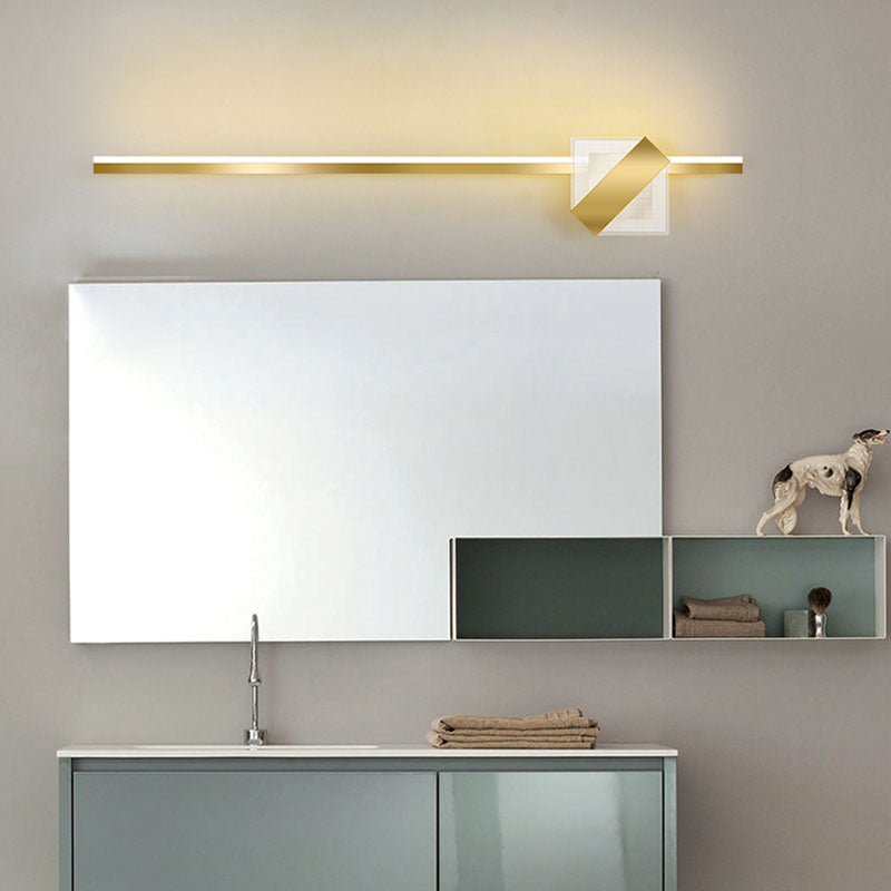 Metal Linear Shape Wall Light Modern 2-Lights Mirror Wall Mount Light Fixture