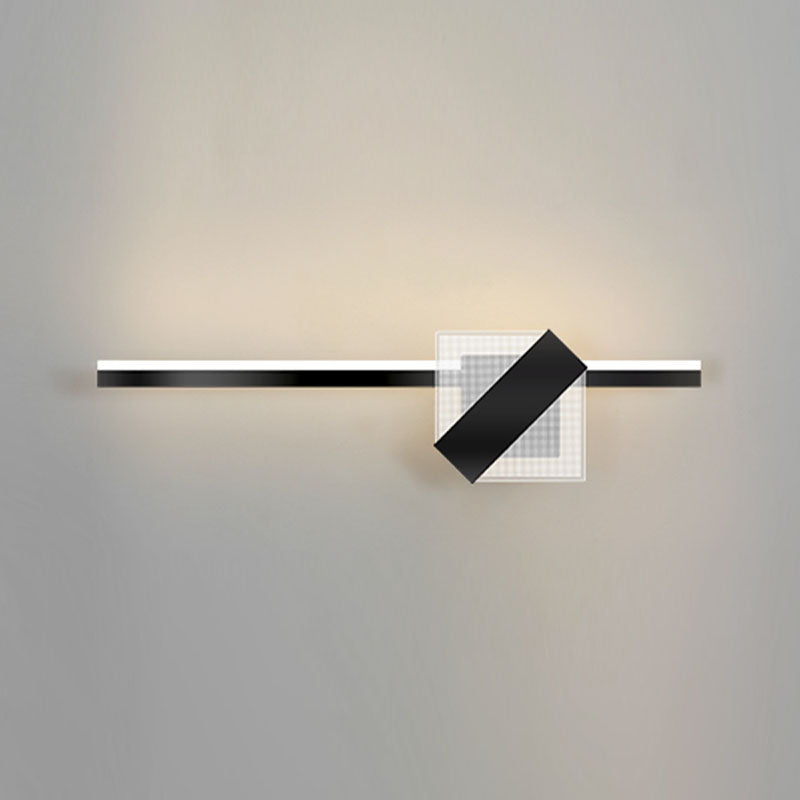 Metal Linear Shape Wall Light Modern 2-Lights Mirror Wall Mount Light Fixture