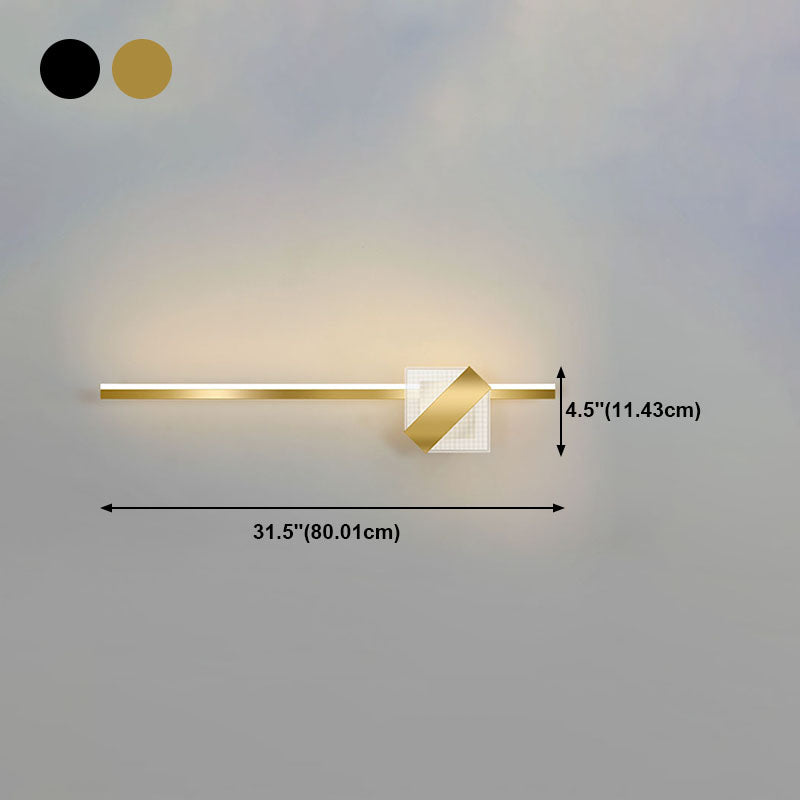 Metal Linear Shape Wall Light Modern 2-Lights Mirror Wall Mount Light Fixture