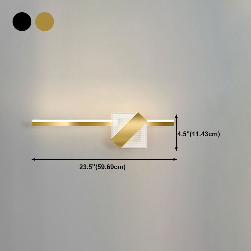 Metal Linear Shape Wall Light Modern 2-Lights Mirror Wall Mount Light Fixture