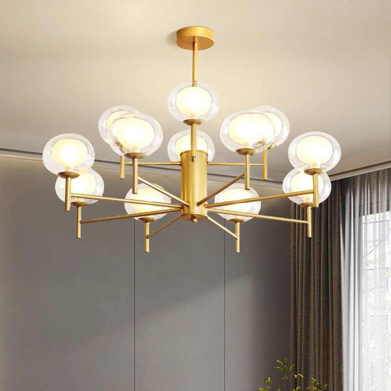 Spherical Shape Chandelier Modern Style Glass Multi Light Hanging Lamp for Restaurant