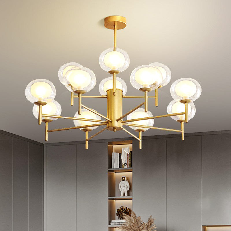 Spherical Shape Chandelier Modern Style Glass Multi Light Hanging Lamp for Restaurant