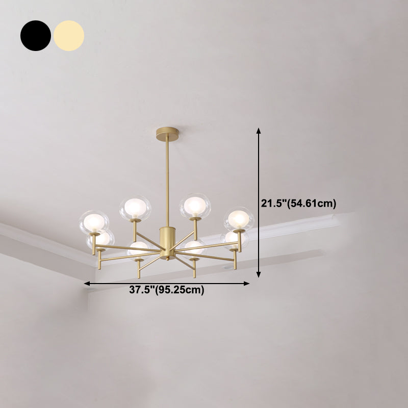 Spherical Shape Chandelier Modern Style Glass Multi Light Hanging Lamp for Restaurant