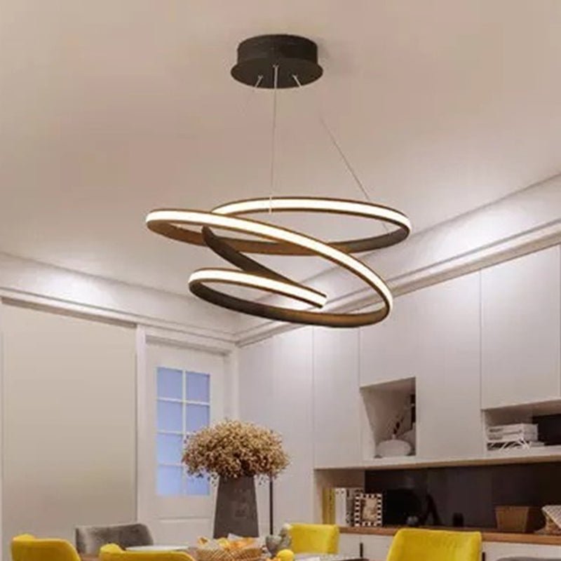 Twisted Ceiling Pendant Light Contemporary Style LED Metal Hanging Chandelier