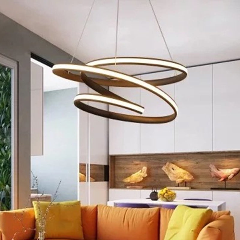 Twisted Ceiling Pendant Light Contemporary Style LED Metal Hanging Chandelier