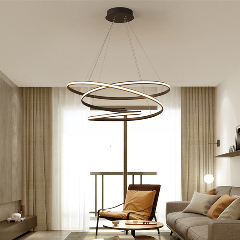 Twisted Ceiling Pendant Light Contemporary Style LED Metal Hanging Chandelier