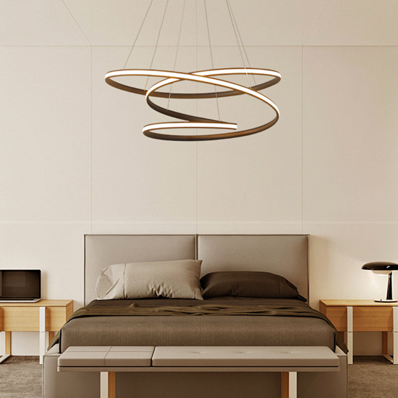 Twisted Ceiling Pendant Light Contemporary Style LED Metal Hanging Chandelier