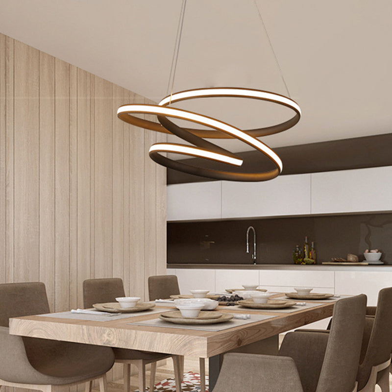 Twisted Ceiling Pendant Light Contemporary Style LED Metal Hanging Chandelier