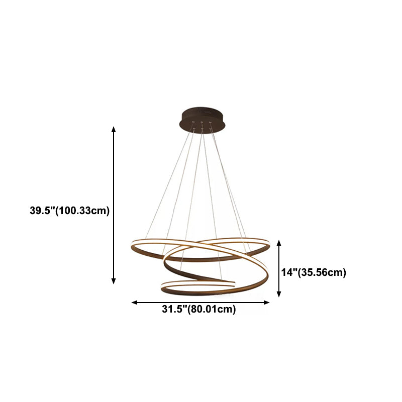 Twisted Ceiling Pendant Light Contemporary Style LED Metal Hanging Chandelier