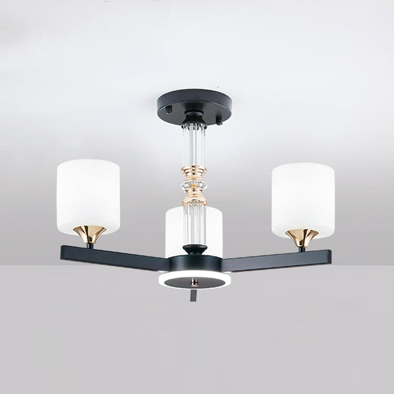 Modern Black Chandelier Metal Multi Light Chandelier Pendant with Glass for Living Room