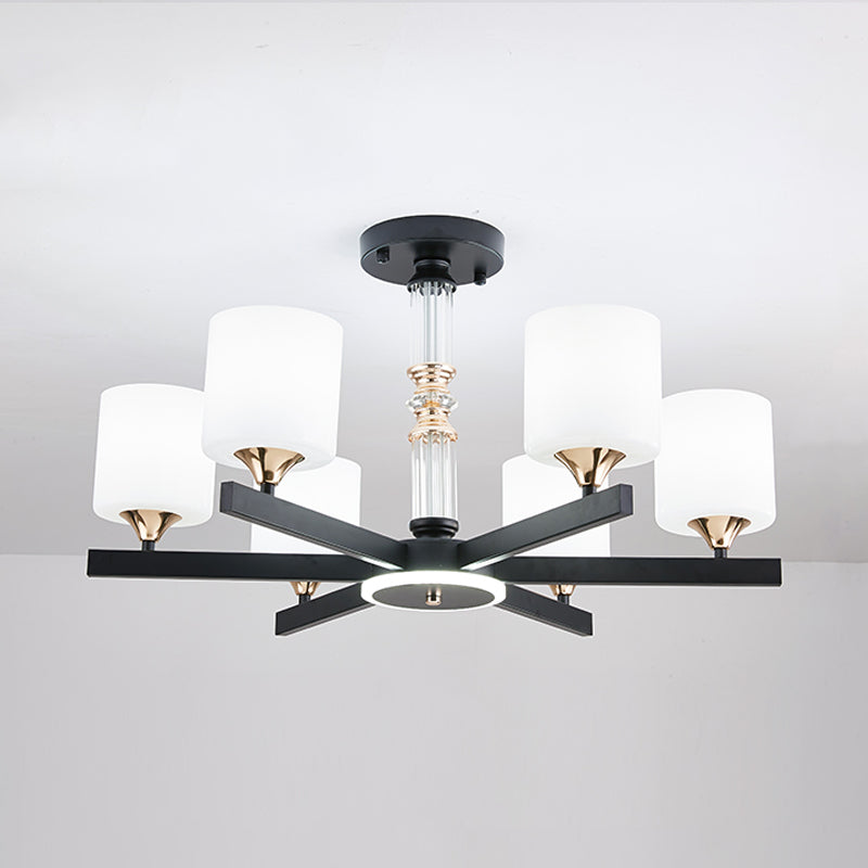 Modern Black Chandelier Metal Multi Light Chandelier Pendant with Glass for Living Room