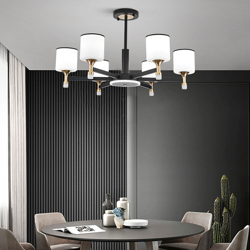 Modern Black Chandelier Metal Multi Light Chandelier Pendant with Glass for Living Room