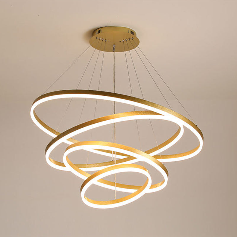 Rings Ceiling Pendant Light Modern Style LED Metal Hanging Chandelier