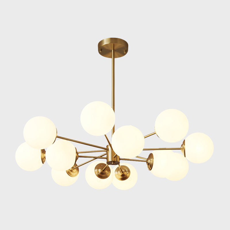 Modern Brass Chandelier Globe Multi Light Chandelier Pendant with Glass for Living Room