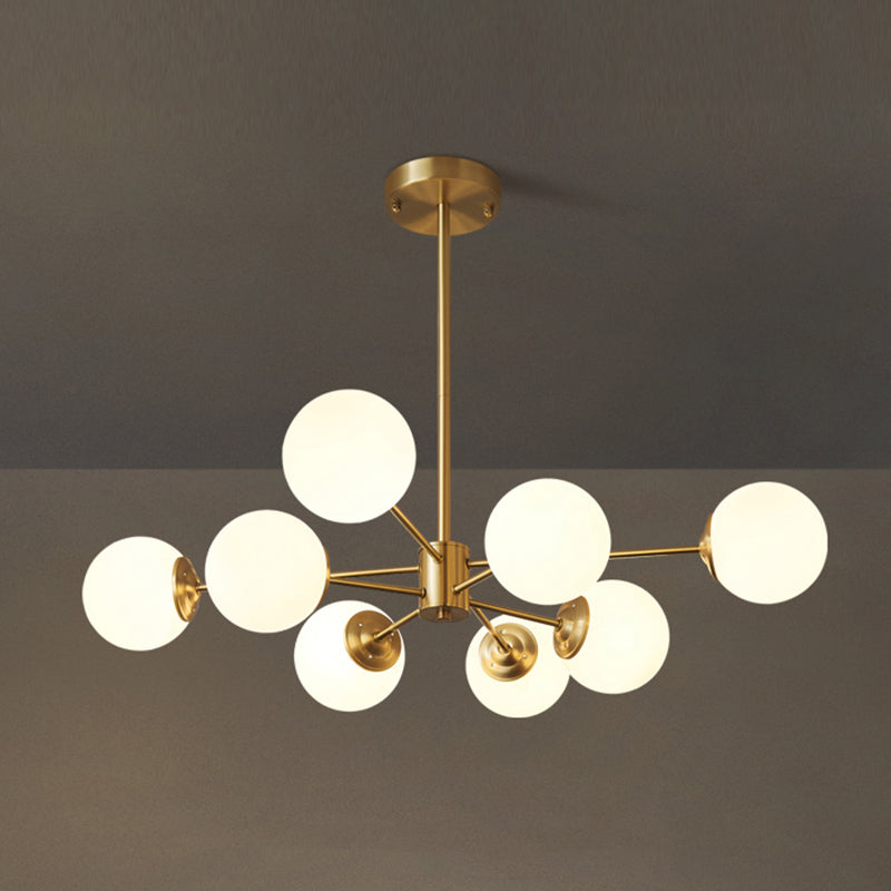 Modern Brass Chandelier Globe Multi Light Chandelier Pendant with Glass for Living Room