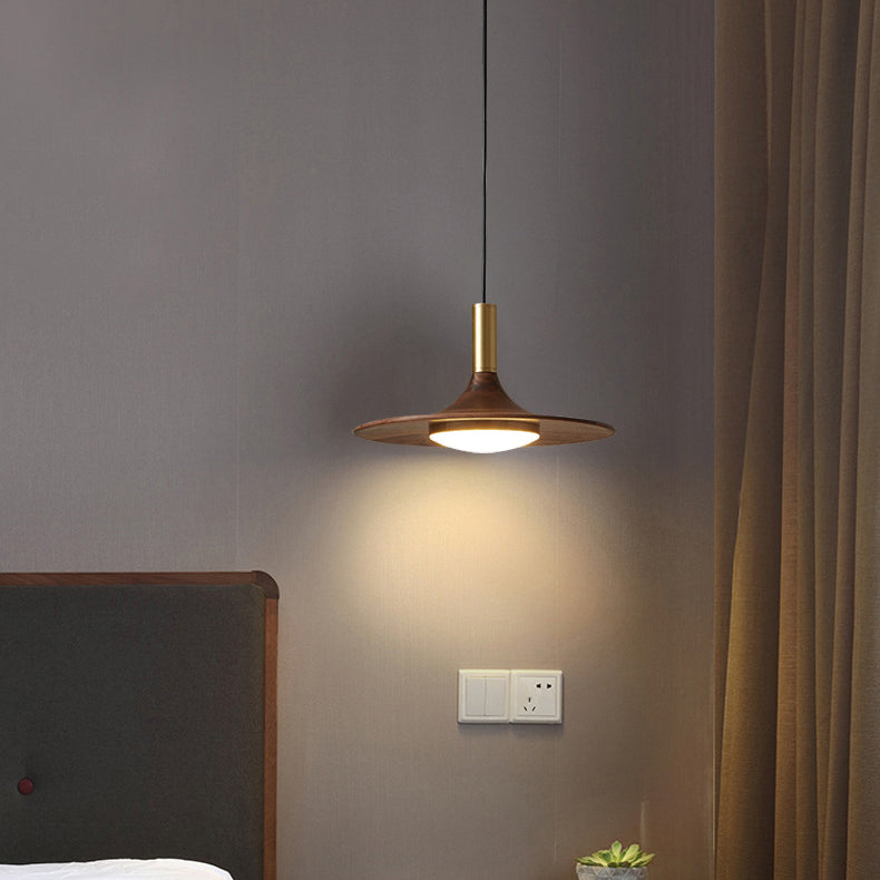 Contemporary LED Hanging Light Wooden Pendent Light for Living Room Bedroom