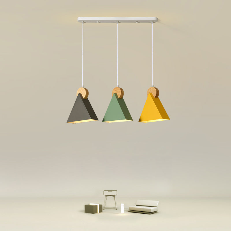 Contemporary Style Colorful Wooden Hanging Light Metal Pendent Lighting Fixture