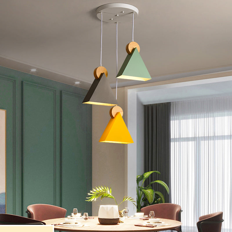 Contemporary Style Colorful Wooden Hanging Light Metal Pendent Lighting Fixture