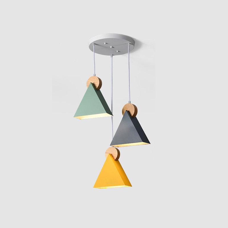 Contemporary Style Colorful Wooden Hanging Light Metal Pendent Lighting Fixture