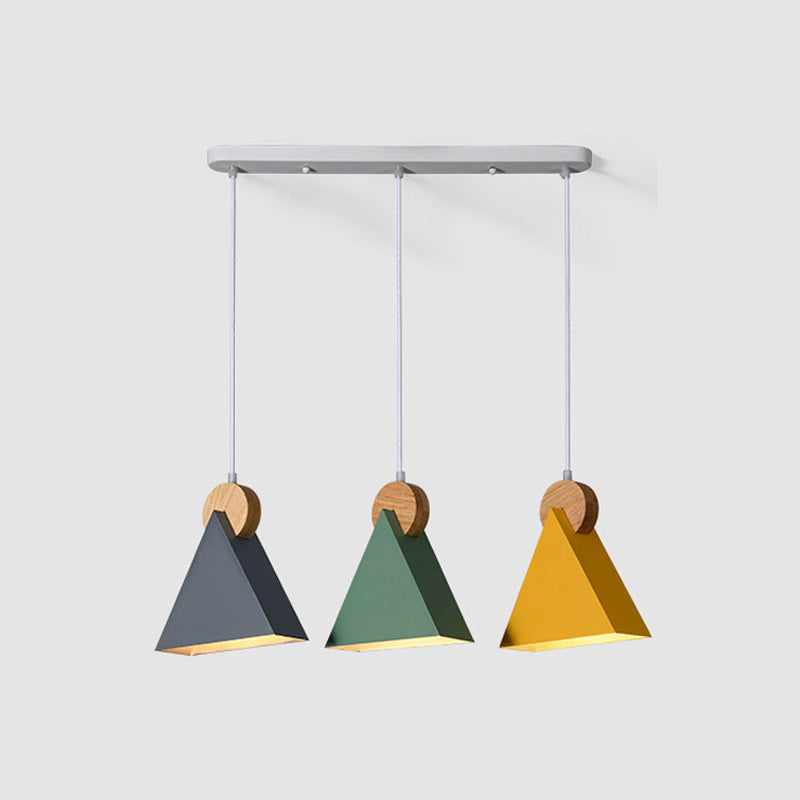 Contemporary Style Colorful Wooden Hanging Light Metal Pendent Lighting Fixture