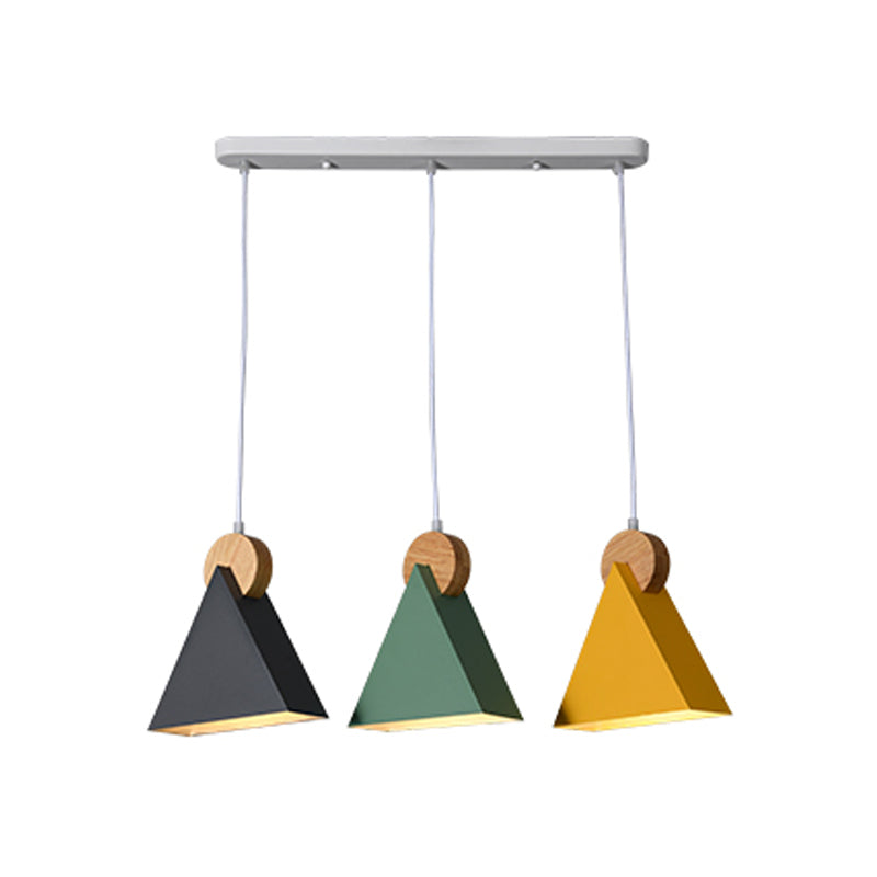 Contemporary Style Colorful Wooden Hanging Light Metal Pendent Lighting Fixture