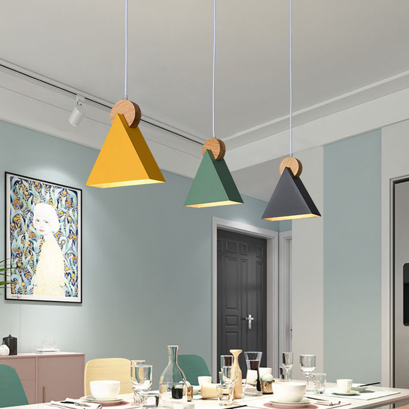 Contemporary Style Colorful Wooden Hanging Light Metal Pendent Lighting Fixture