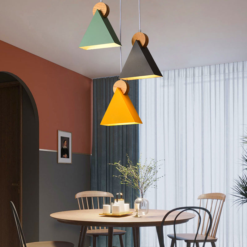 Contemporary Style Colorful Wooden Hanging Light Metal Pendent Lighting Fixture