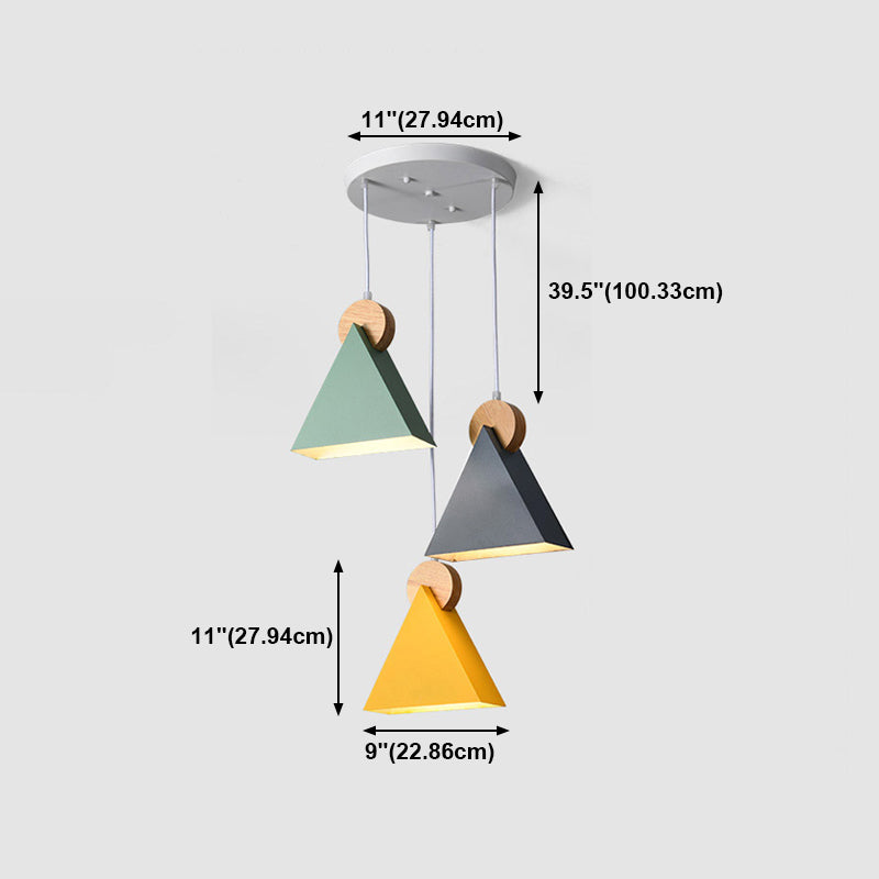 Contemporary Style Colorful Wooden Hanging Light Metal Pendent Lighting Fixture