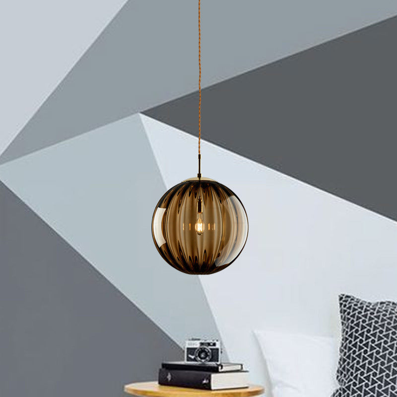 Spherical Shape Pendant Lighting Modern Style Glass 1 Light Pendant Lamp for Bedroom