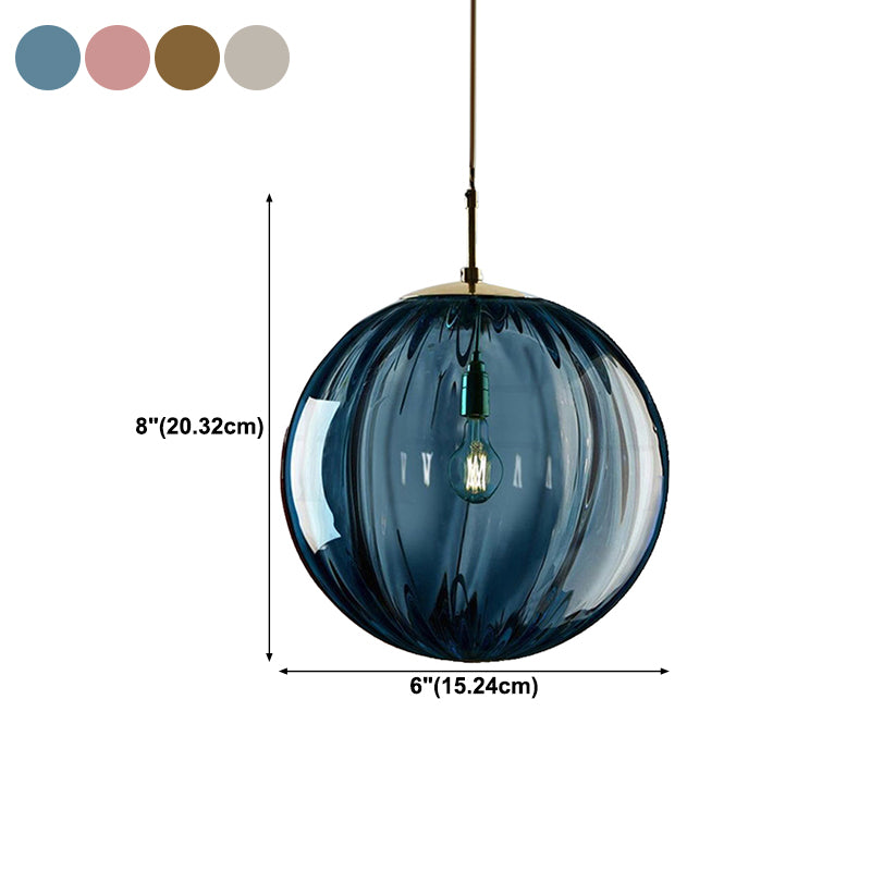 Spherical Shape Pendant Lighting Modern Style Glass 1 Light Pendant Lamp for Bedroom