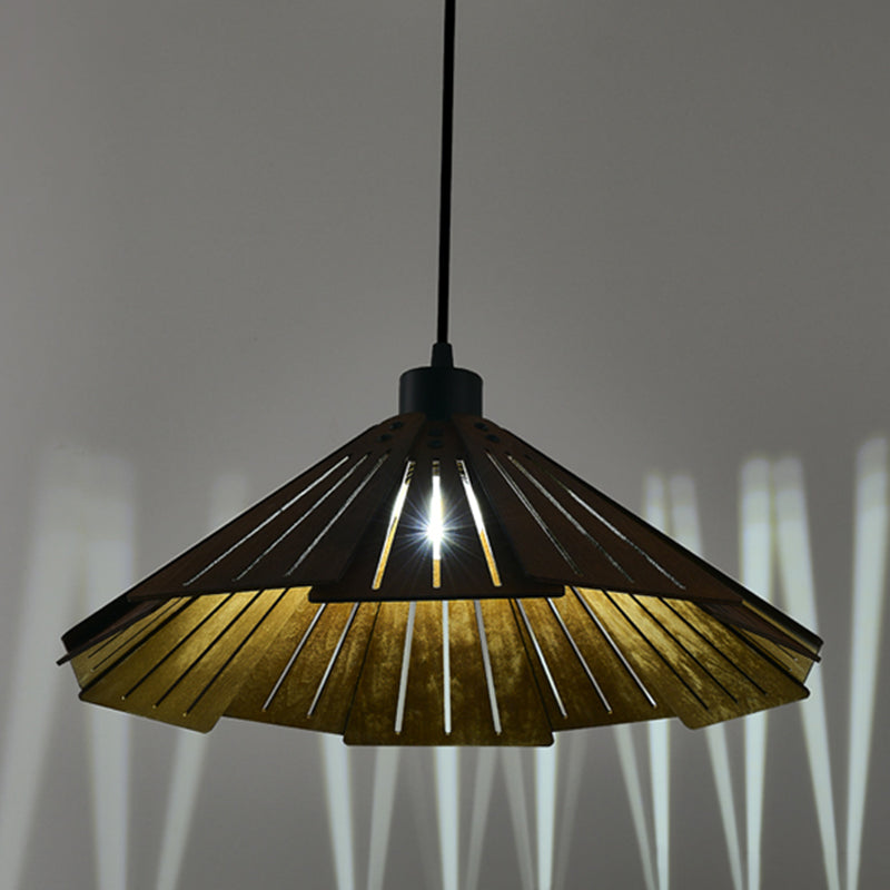 Cone Shape Pendant Lighting Modern Style Wood 1 Light Pendant Lamp for Bedroom