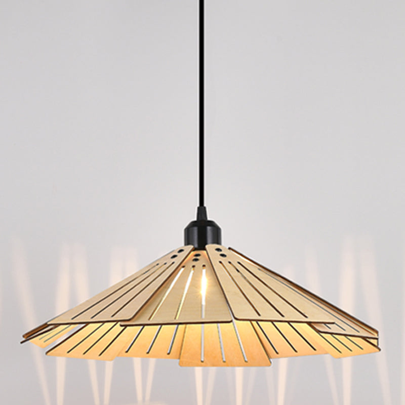 Cone Shape Pendant Lighting Modern Style Wood 1 Light Pendant Lamp for Bedroom