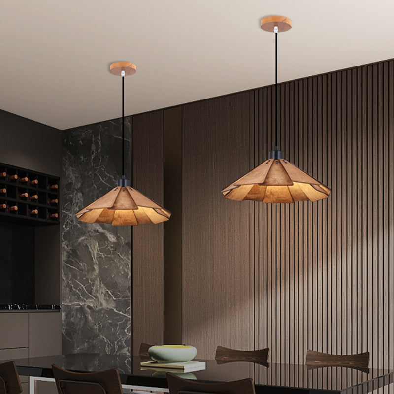 Cone Shape Pendant Lighting Modern Style Wood 1 Light Pendant Lamp for Bedroom