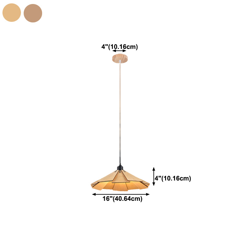 Cone Shape Pendant Lighting Modern Style Wood 1 Light Pendant Lamp for Bedroom