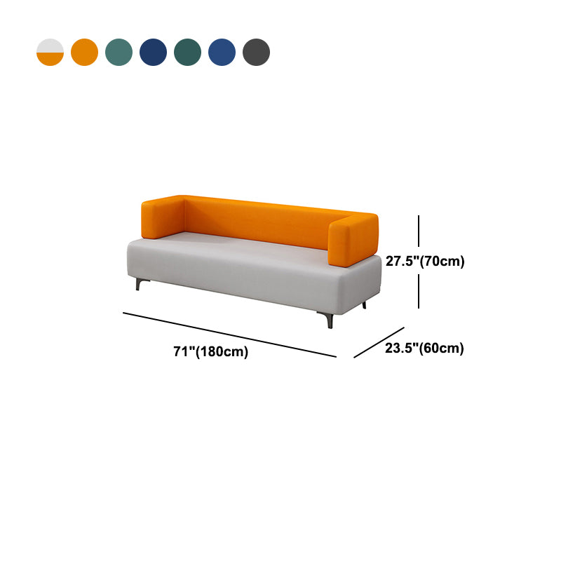 Faux Leather Sofa 23.62" D x 27.55" H Recessed Arm Sofa for Living Room