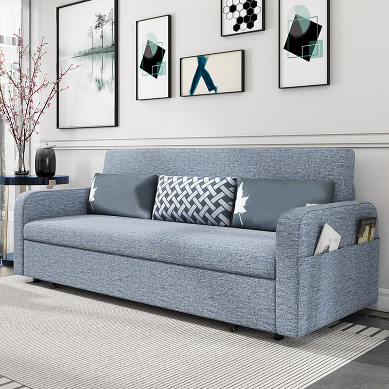 Tight Back Contemporary Square Arm Cotton Blend Sofa Bed in Grey