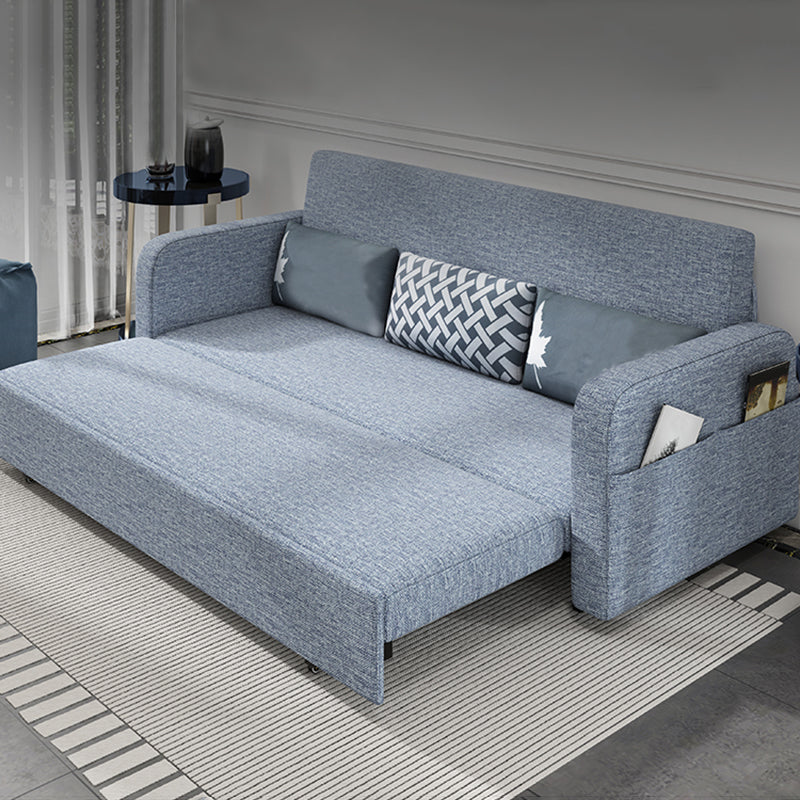 Tight Back Contemporary Square Arm Cotton Blend Sofa Bed in Grey