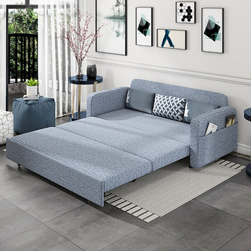 Tight Back Contemporary Square Arm Cotton Blend Sofa Bed in Grey