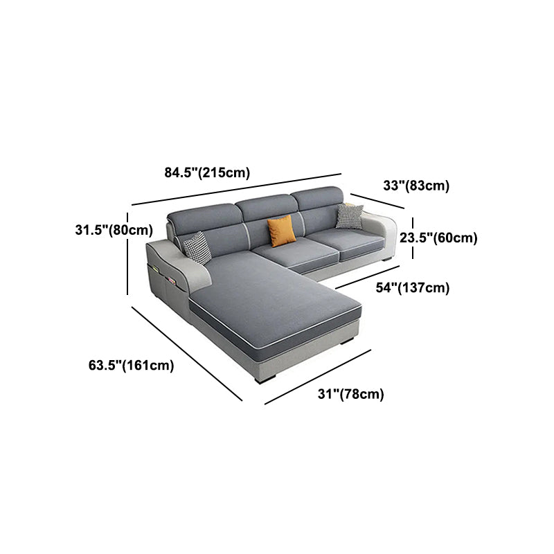 L-Shape Modular Reversible Faux Leather/Linen Furniture Sectionals