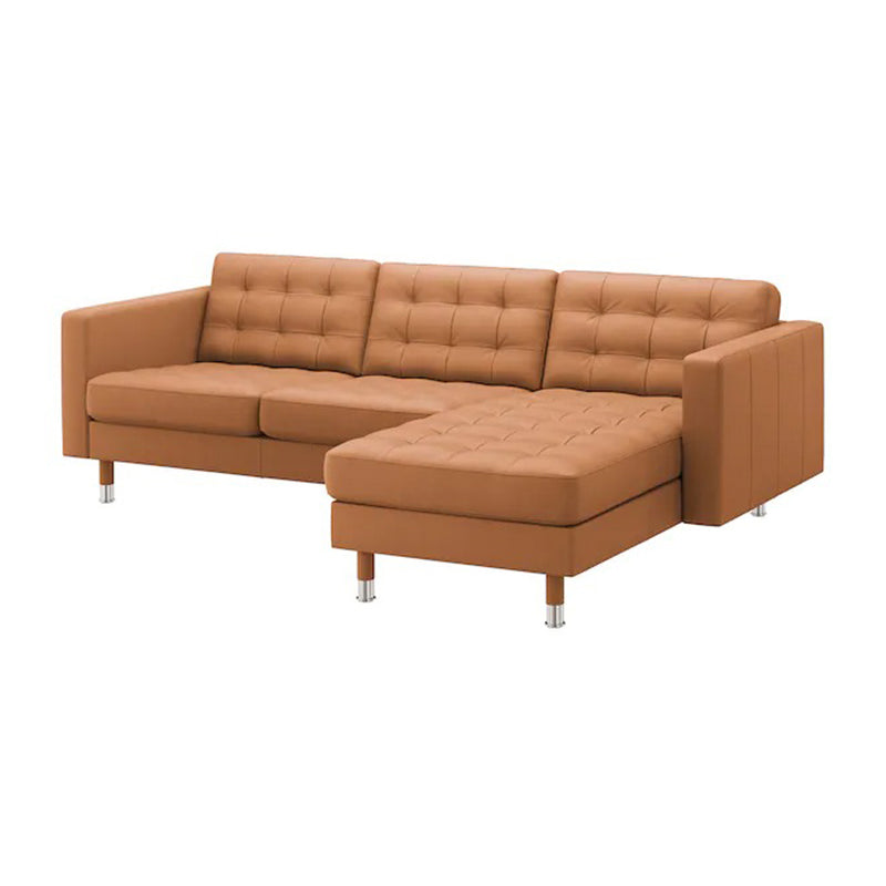 Square Arm Tufted Faux Leather Furniture Sectionals in Brown