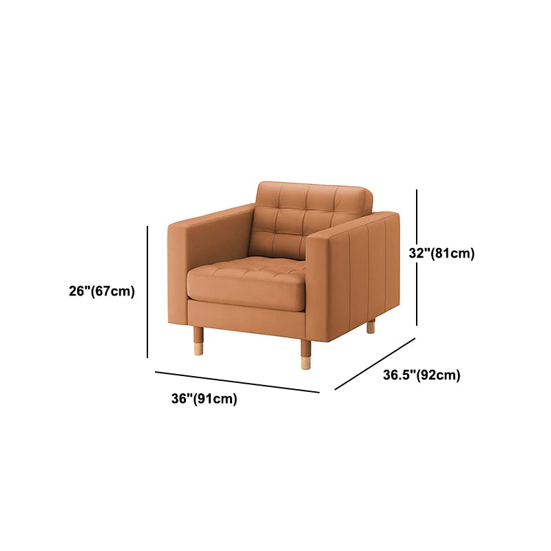 Square Arm Tufted Faux Leather Furniture Sectionals in Brown