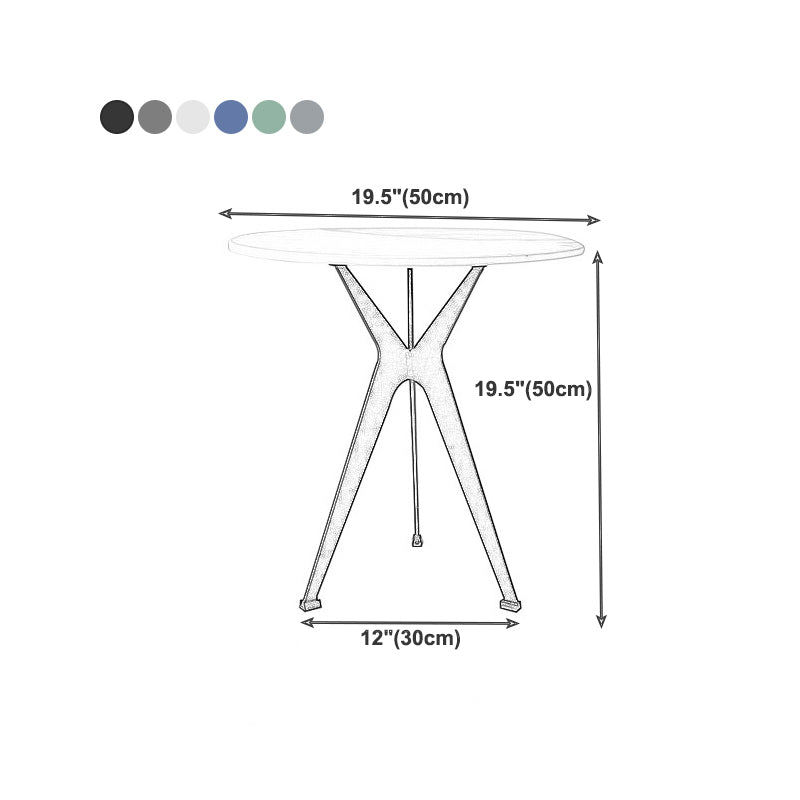 20" Tall Modern Marble Table Top End Table With Three Metal Legs